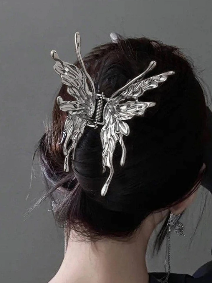 Y2K silver butterfly clip