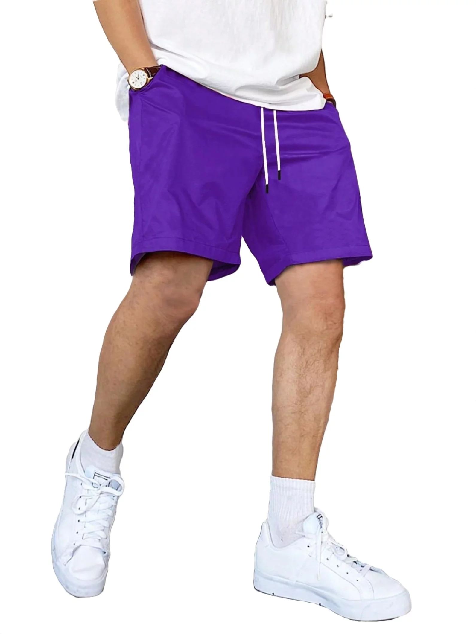 Men's purple shorts can be a versatile and stylish addition to your wardrobe. The vibrant color offers a unique and eye-catching