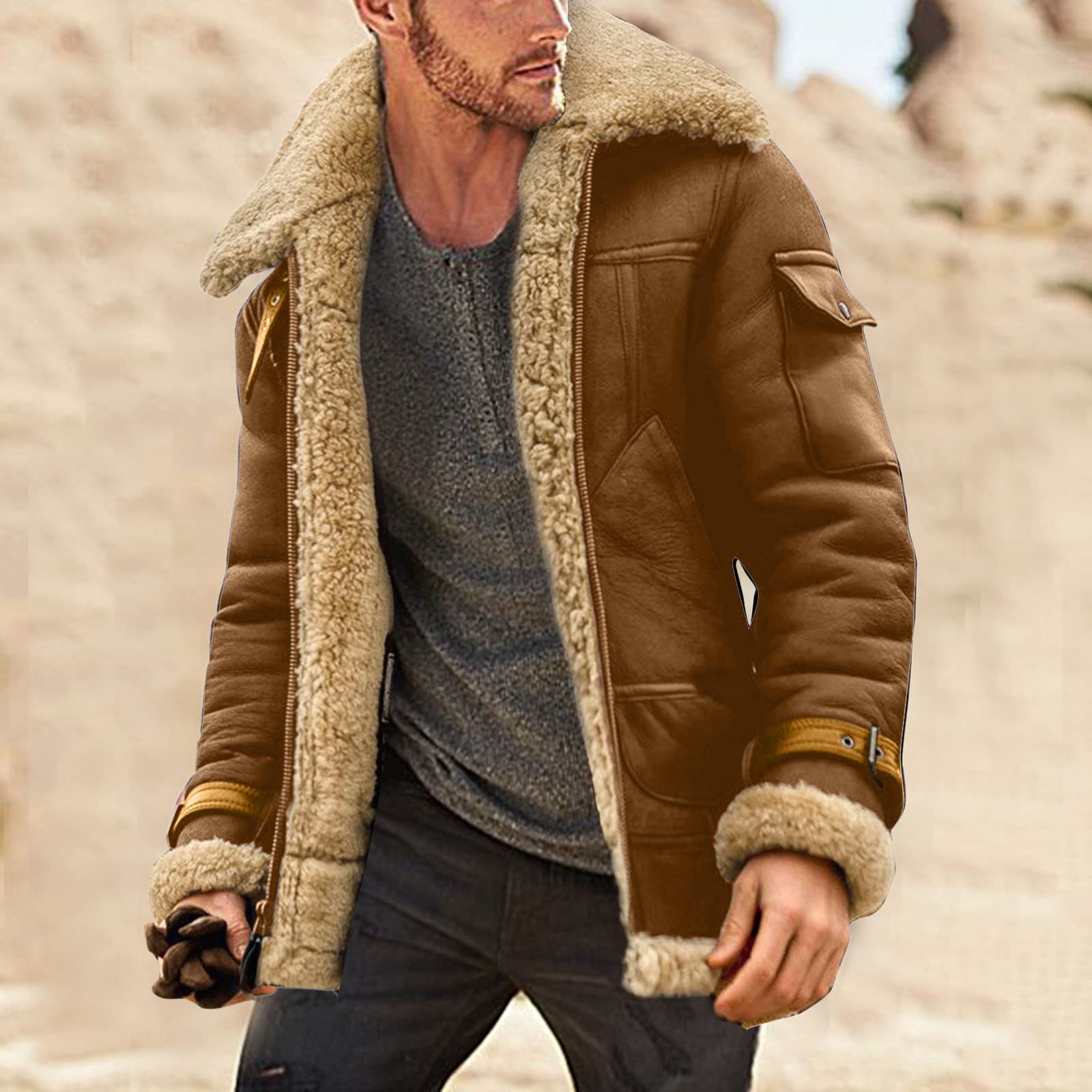Men's sherpa lined jacket. When the temperature drops and the chilly winds start to blow, nothing beats the cozy comfort of a men's sherpa lined jacket.