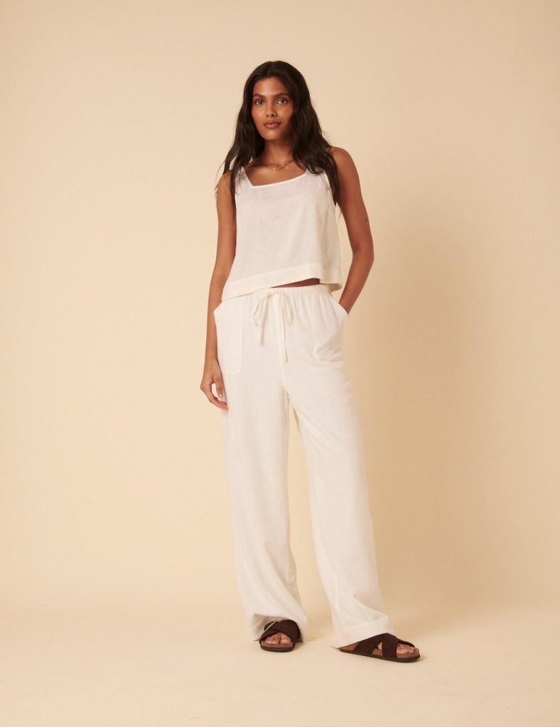 white linen pants