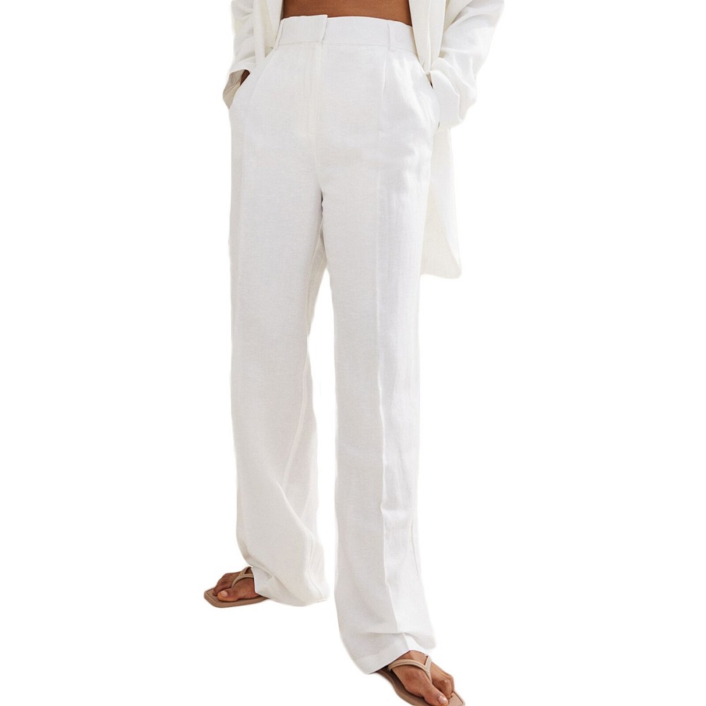 white linen pants