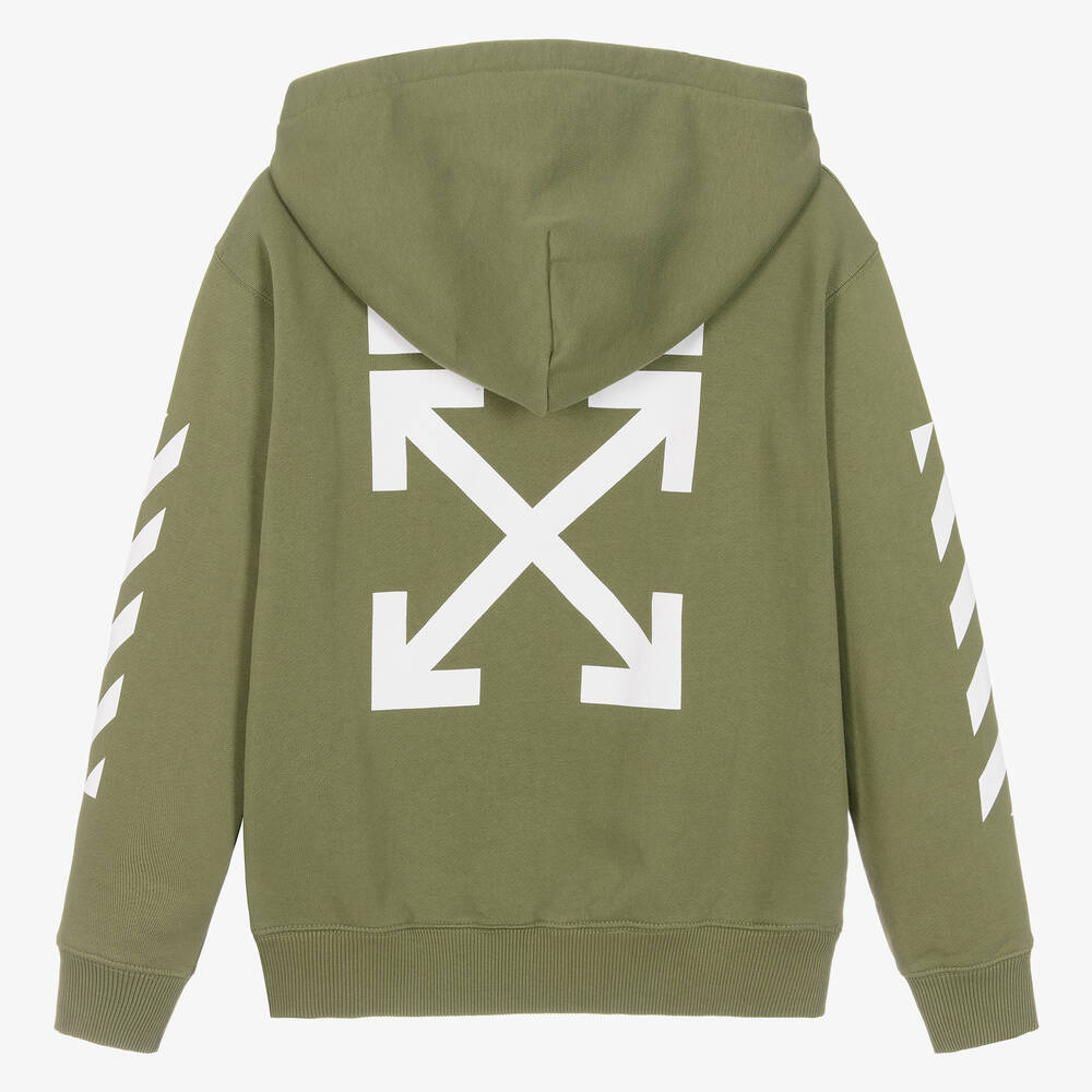 off-white-teen-boys-green-cotton-zip-up-hoodie