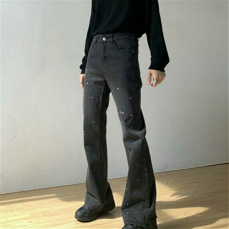 black bell bottom jeans