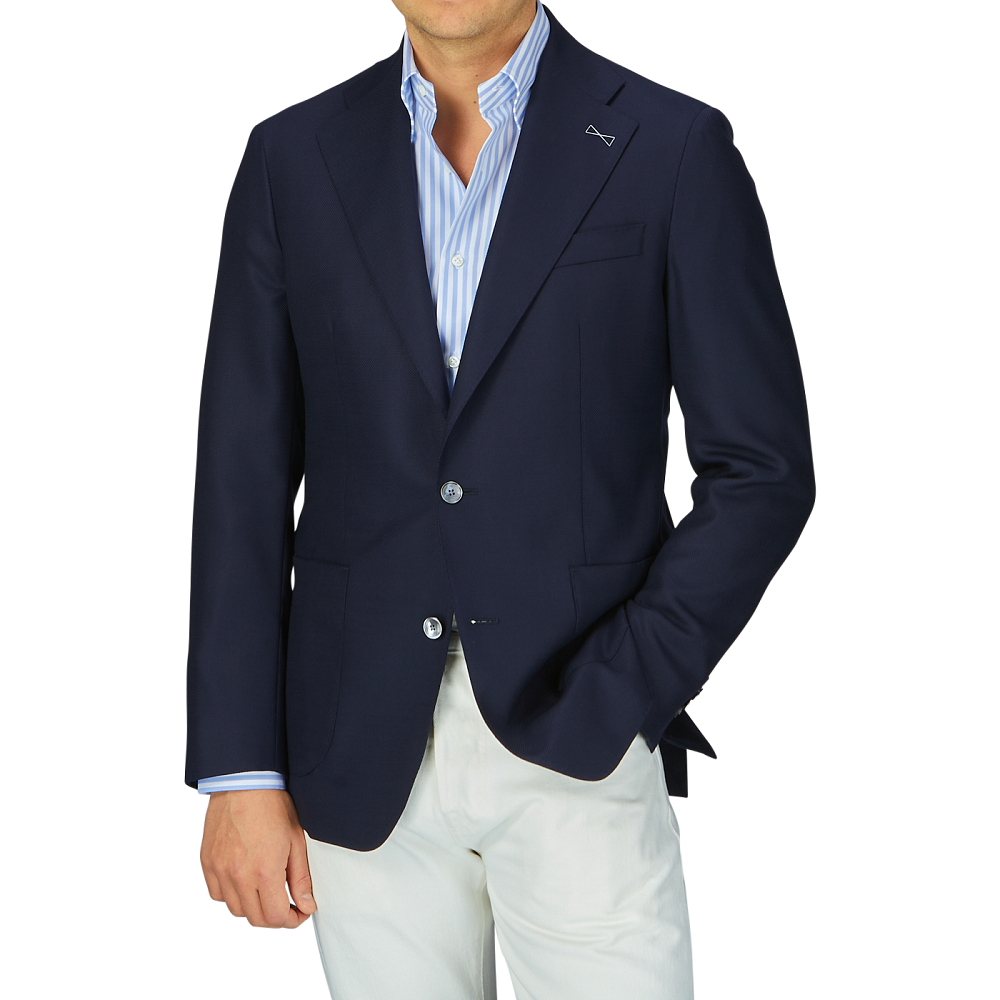 BaltzarSartorialNavyBlueWoolHopsackBlazerFront