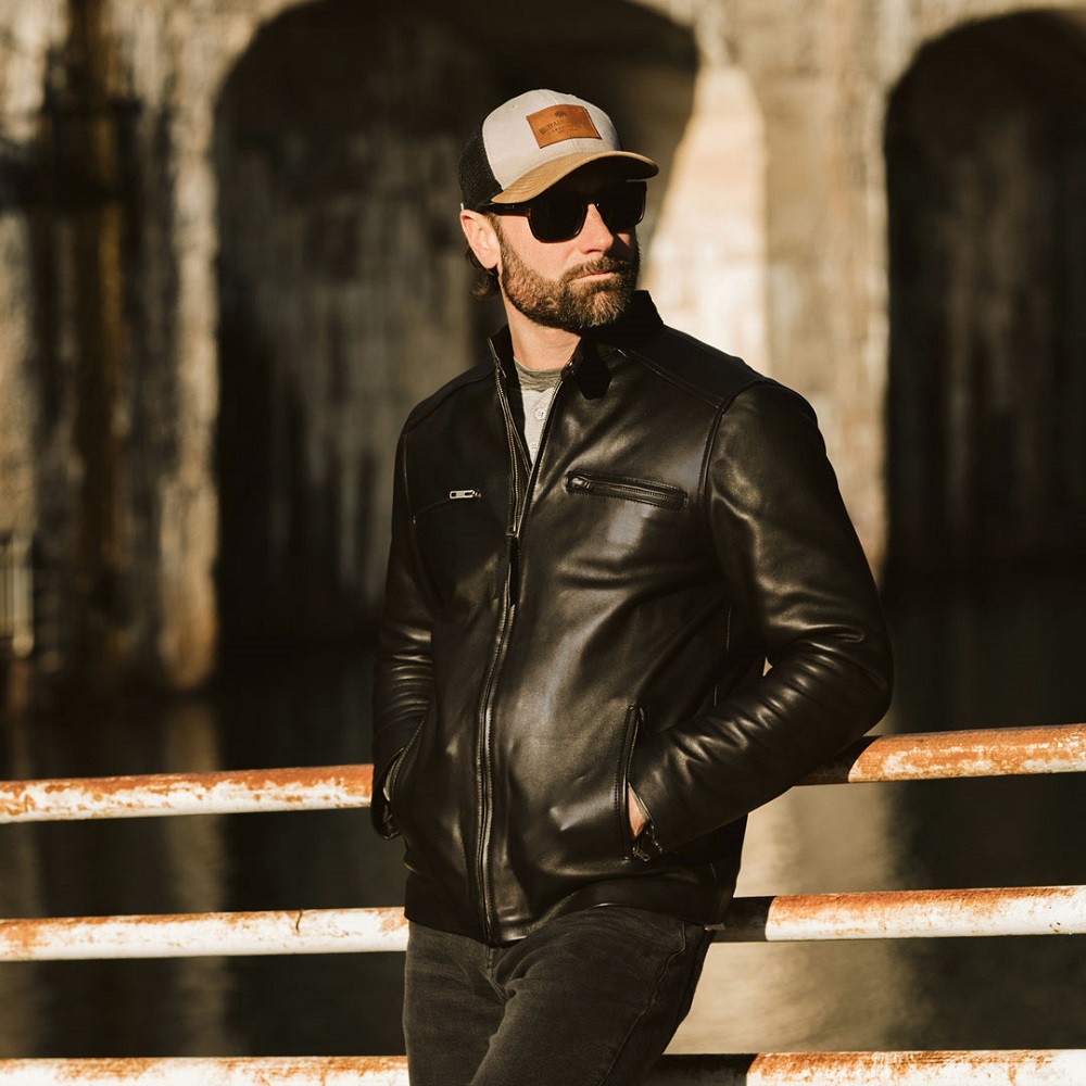 black leather blazer