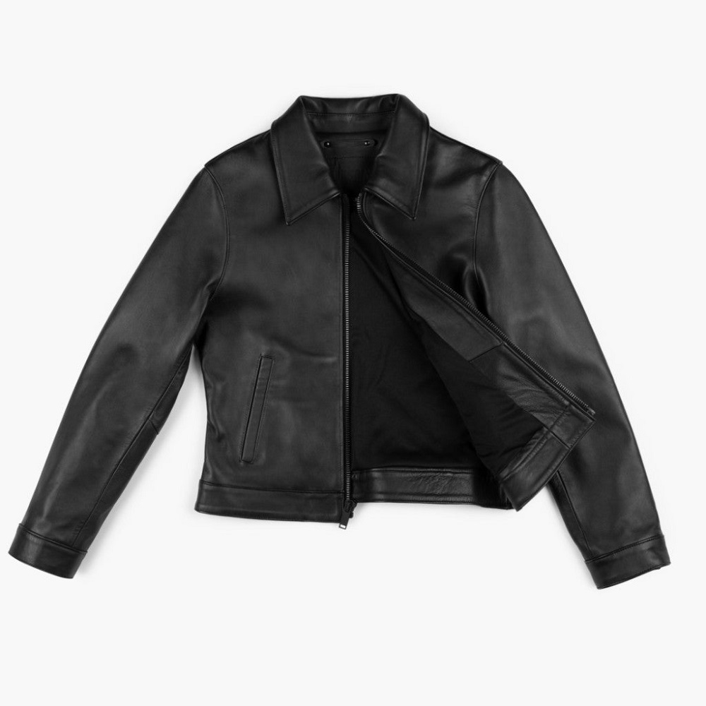 black leather blazer womens