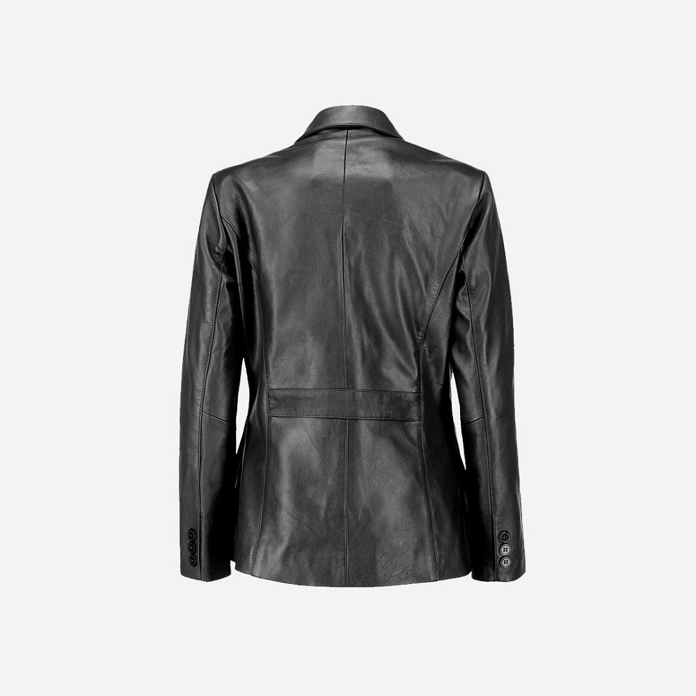 black leather blazer womens