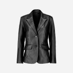 black leather blazer womens