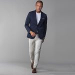 casual navy blue blazer combination