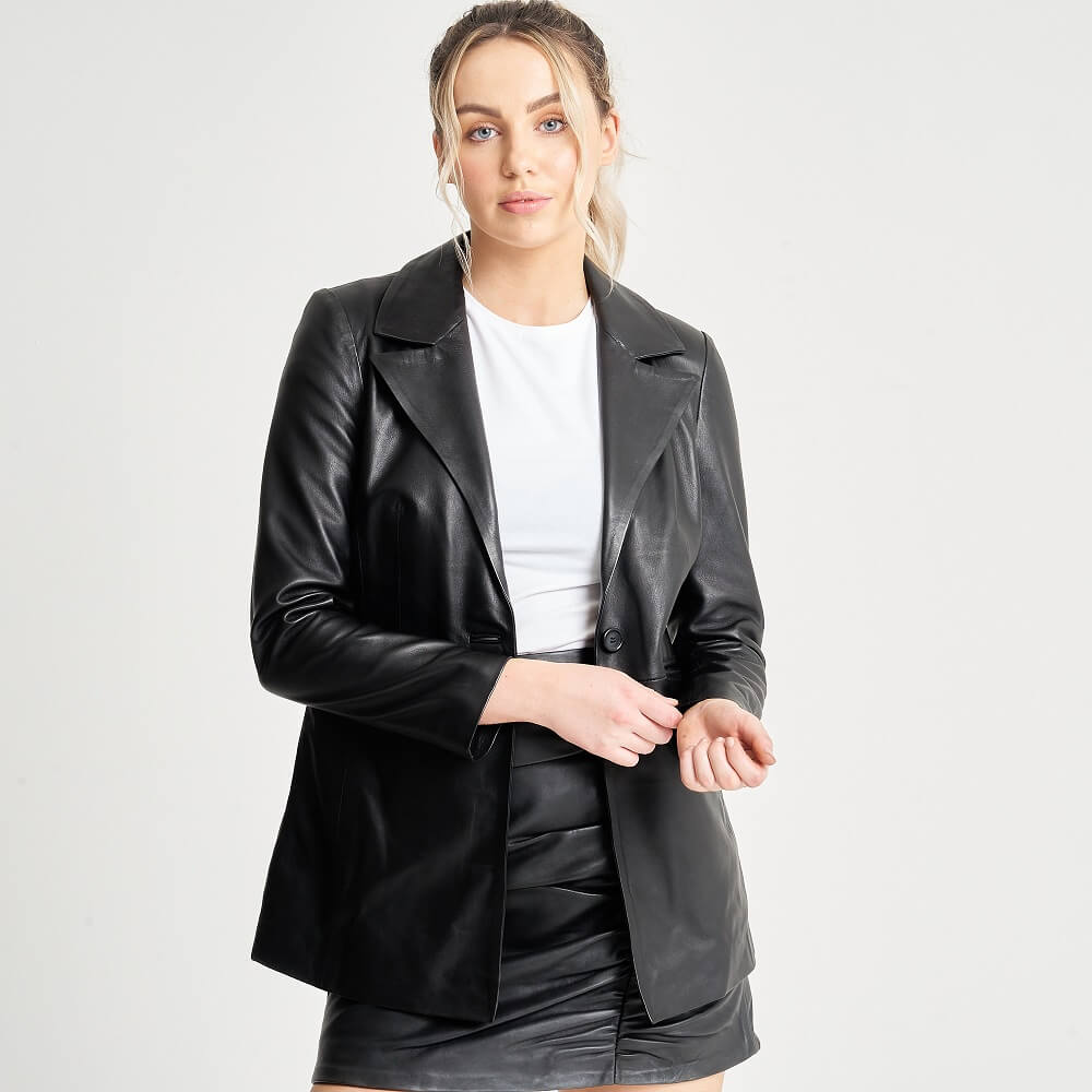 black-blazer-leather-close-up-model