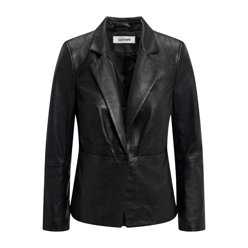 black leather blazer womens