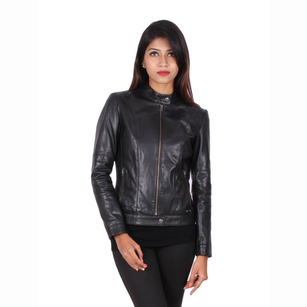 black leather jacket women