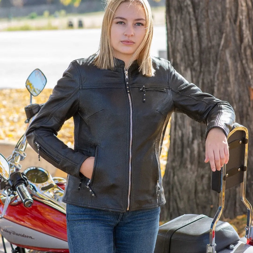 black leather jacket women
