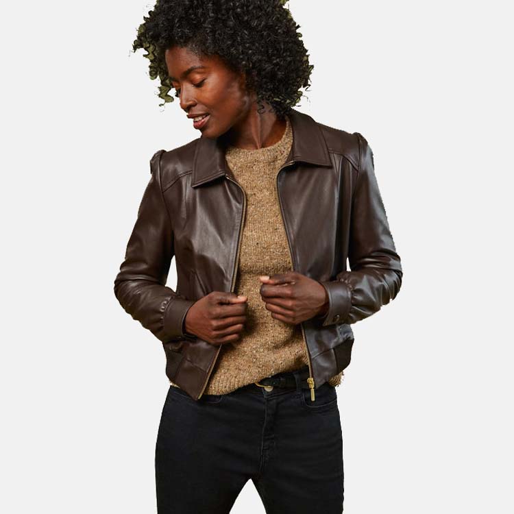 new-womens-chocolate-brown-leather-bomber-jacket