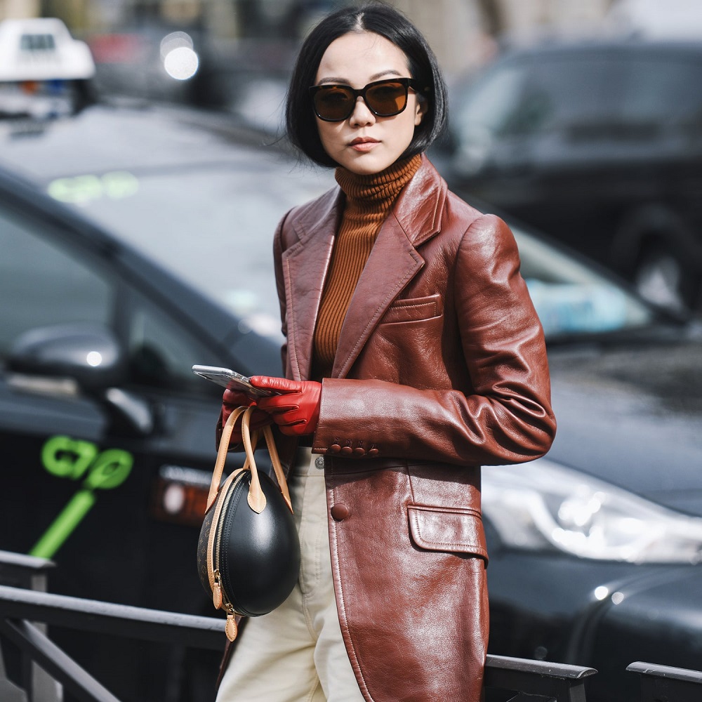 women leather blazer