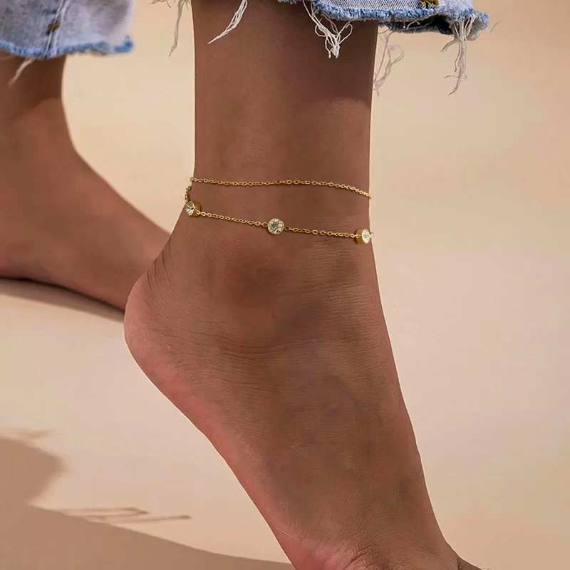 white gold anklets