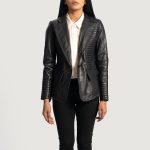women leather blazer
