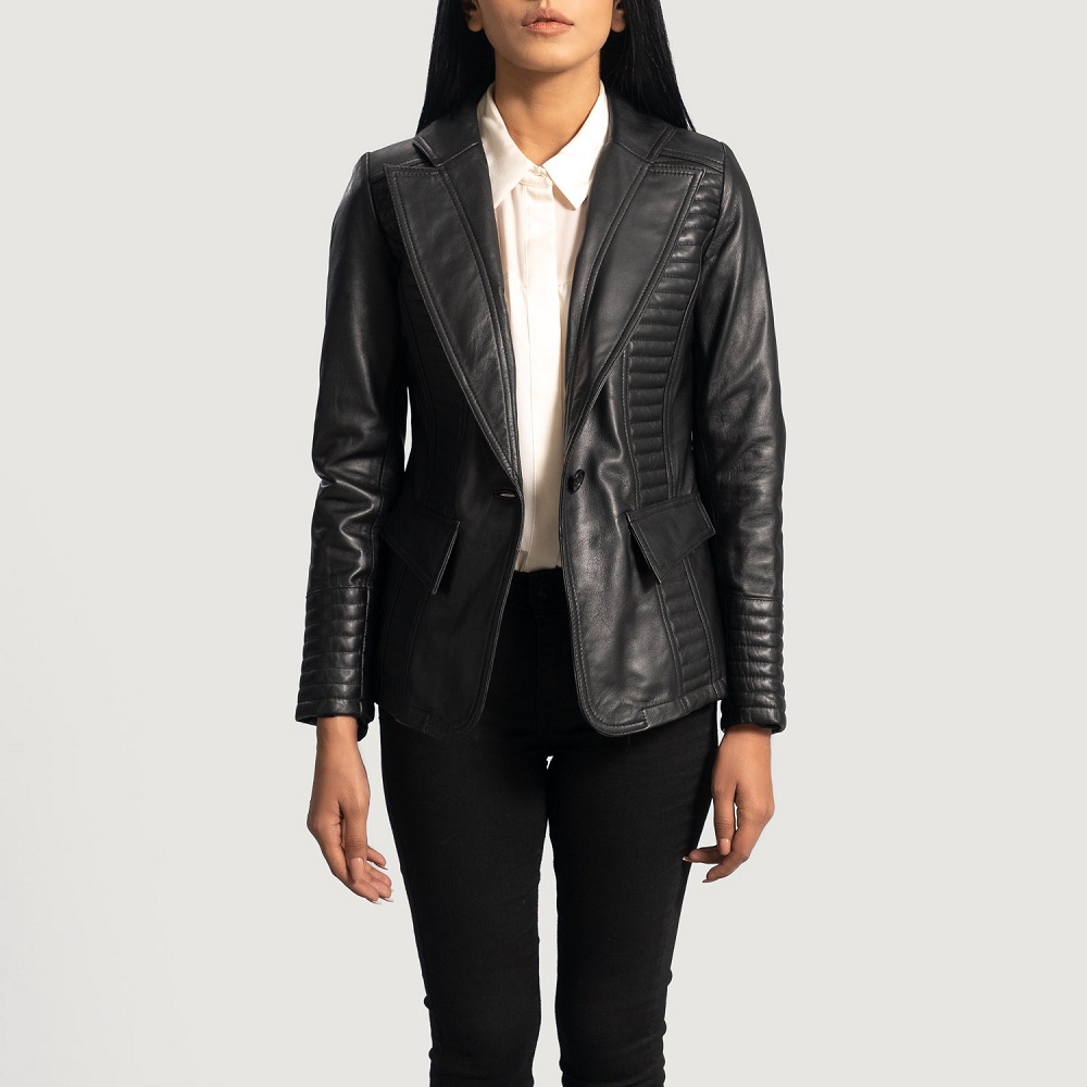women leather blazer
