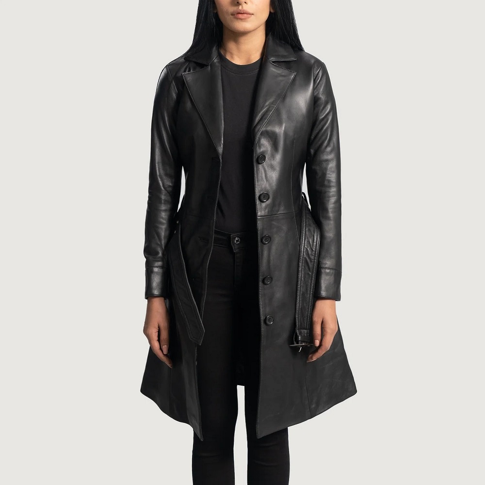 leather long coat