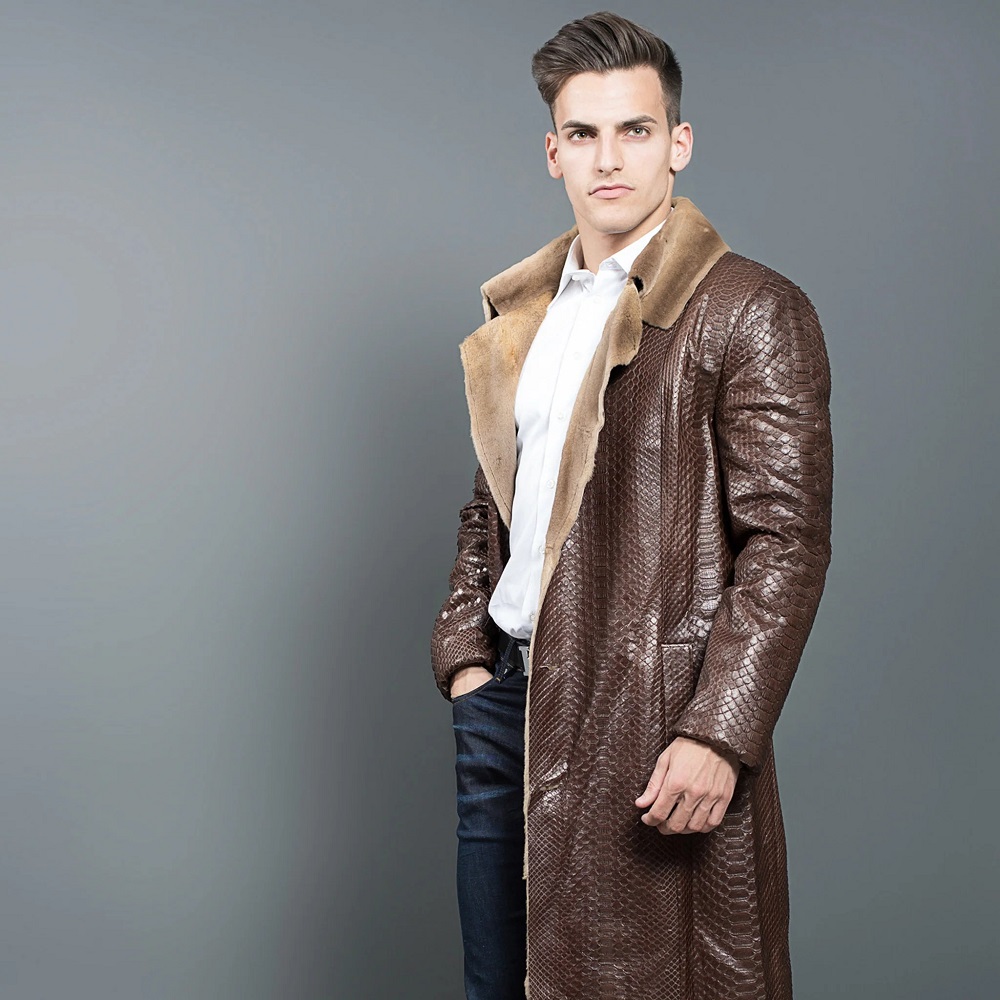 leather long coat