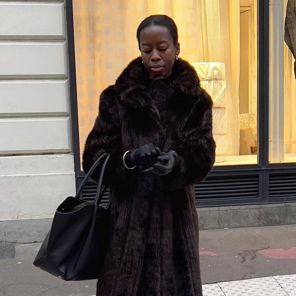 black fur coat