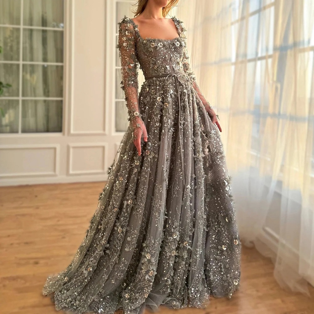 long sleeve evening gown
