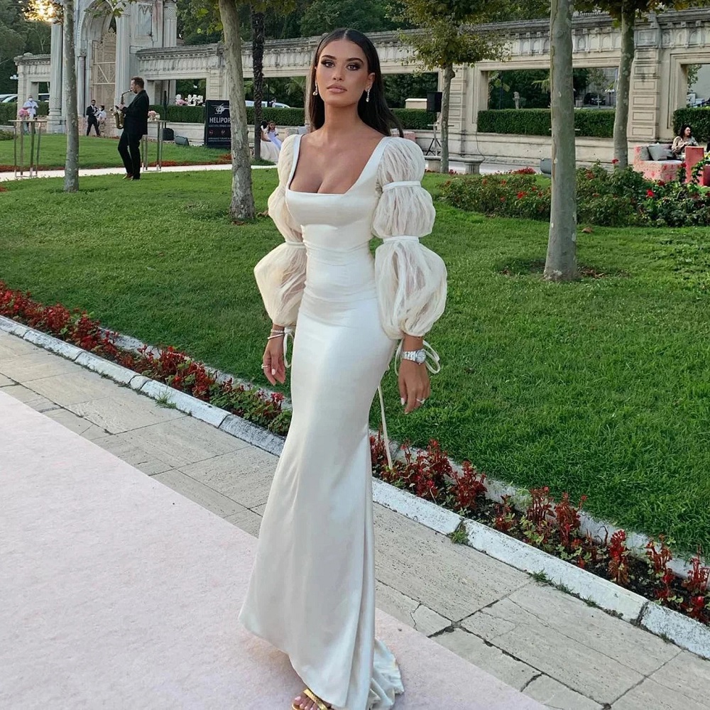 white evening gown