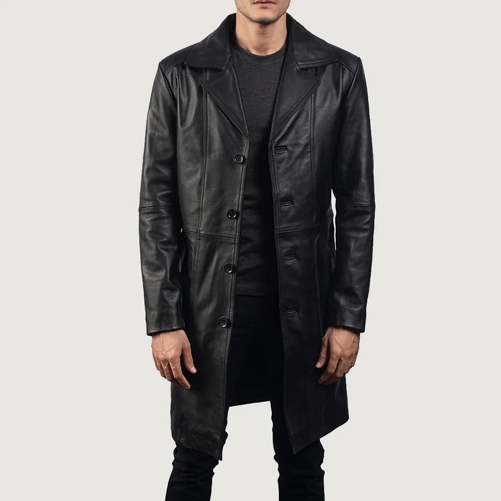 leather long coat