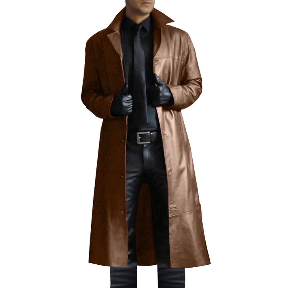 leather long coat