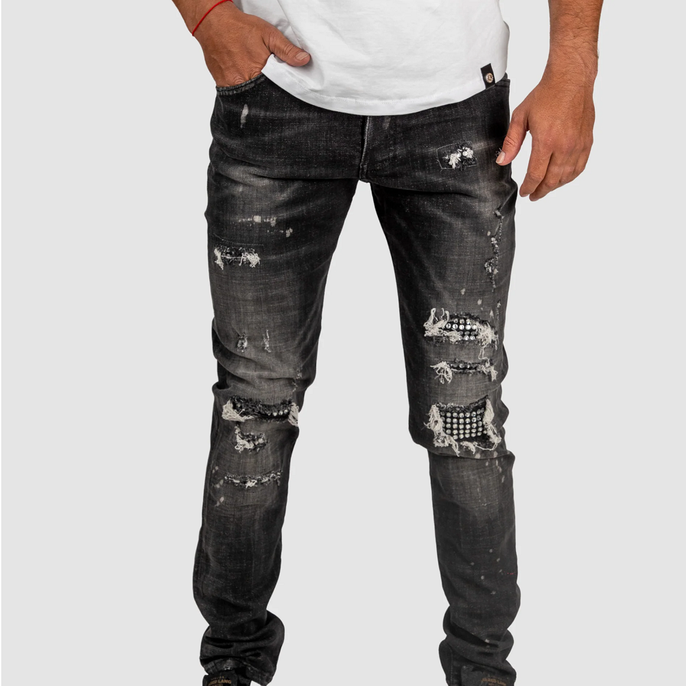 black ripped jeans