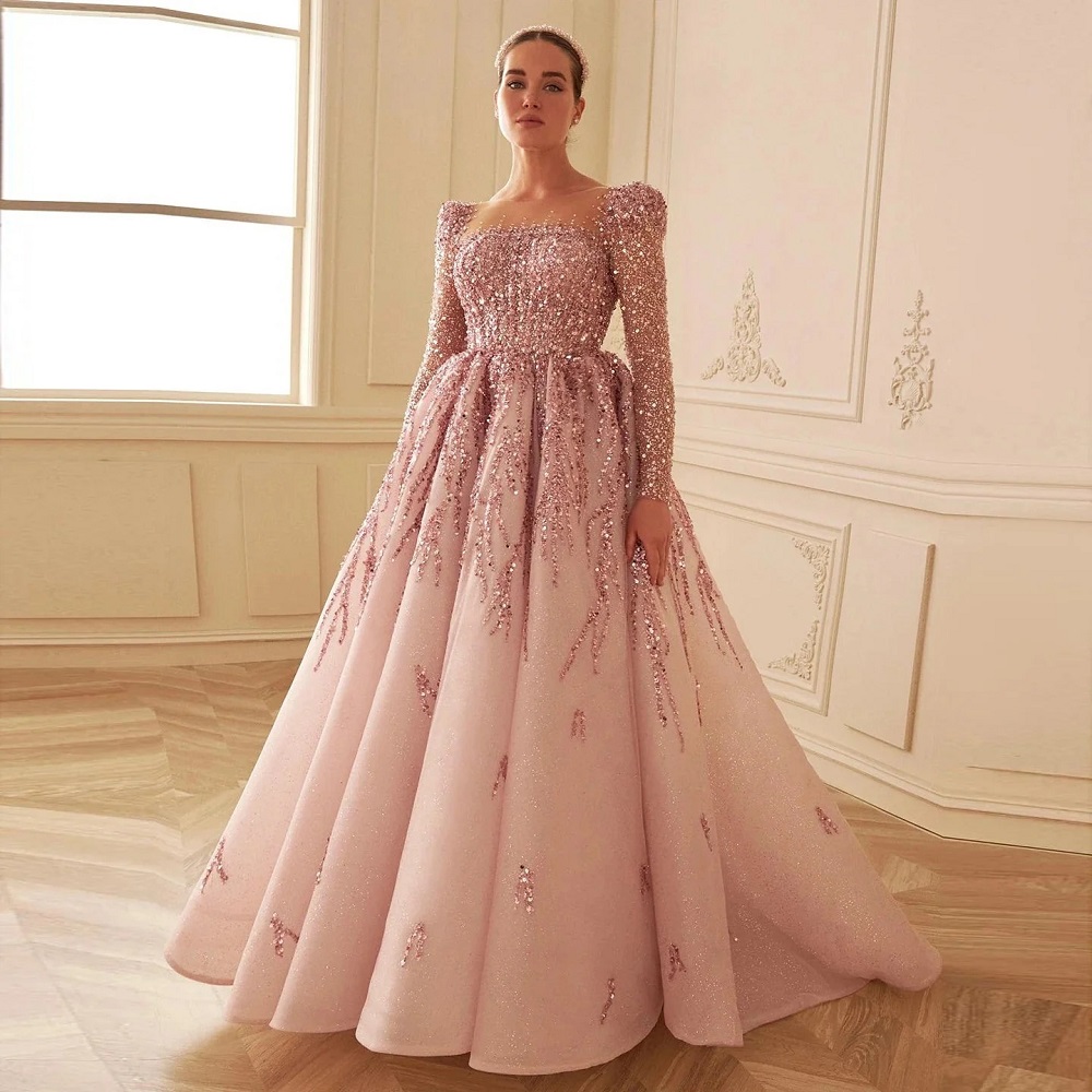 long sleeve evening gown