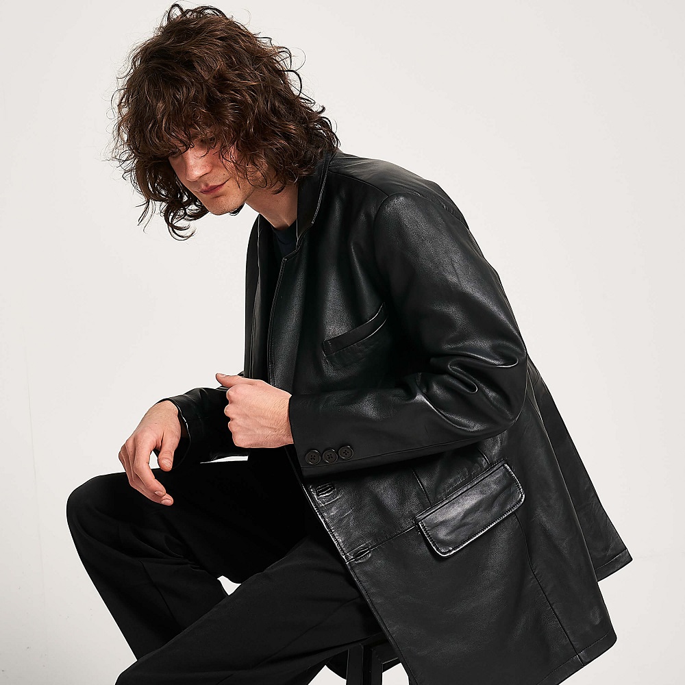 genuine leather blazer