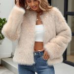cream fur coat