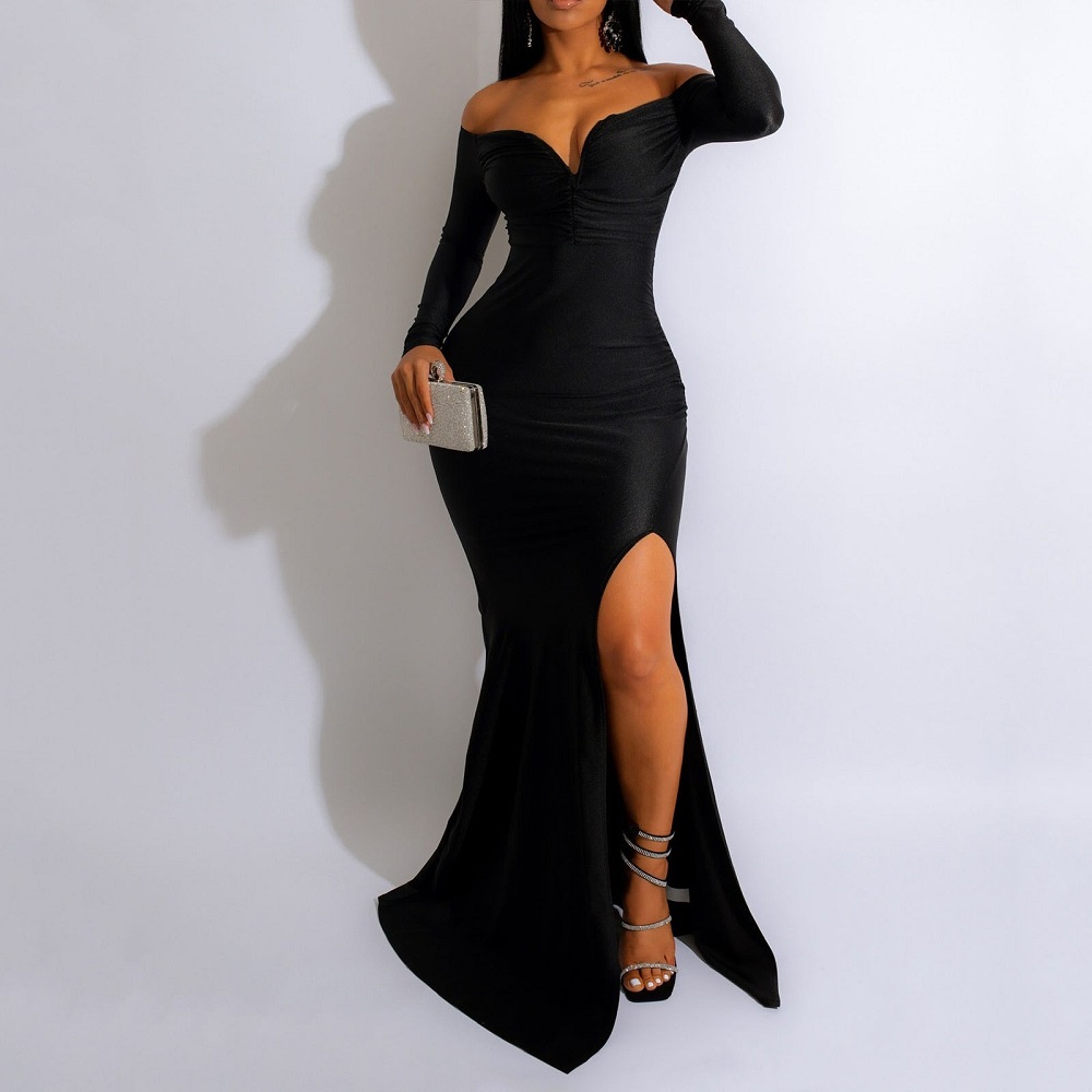 black maxi formal dress