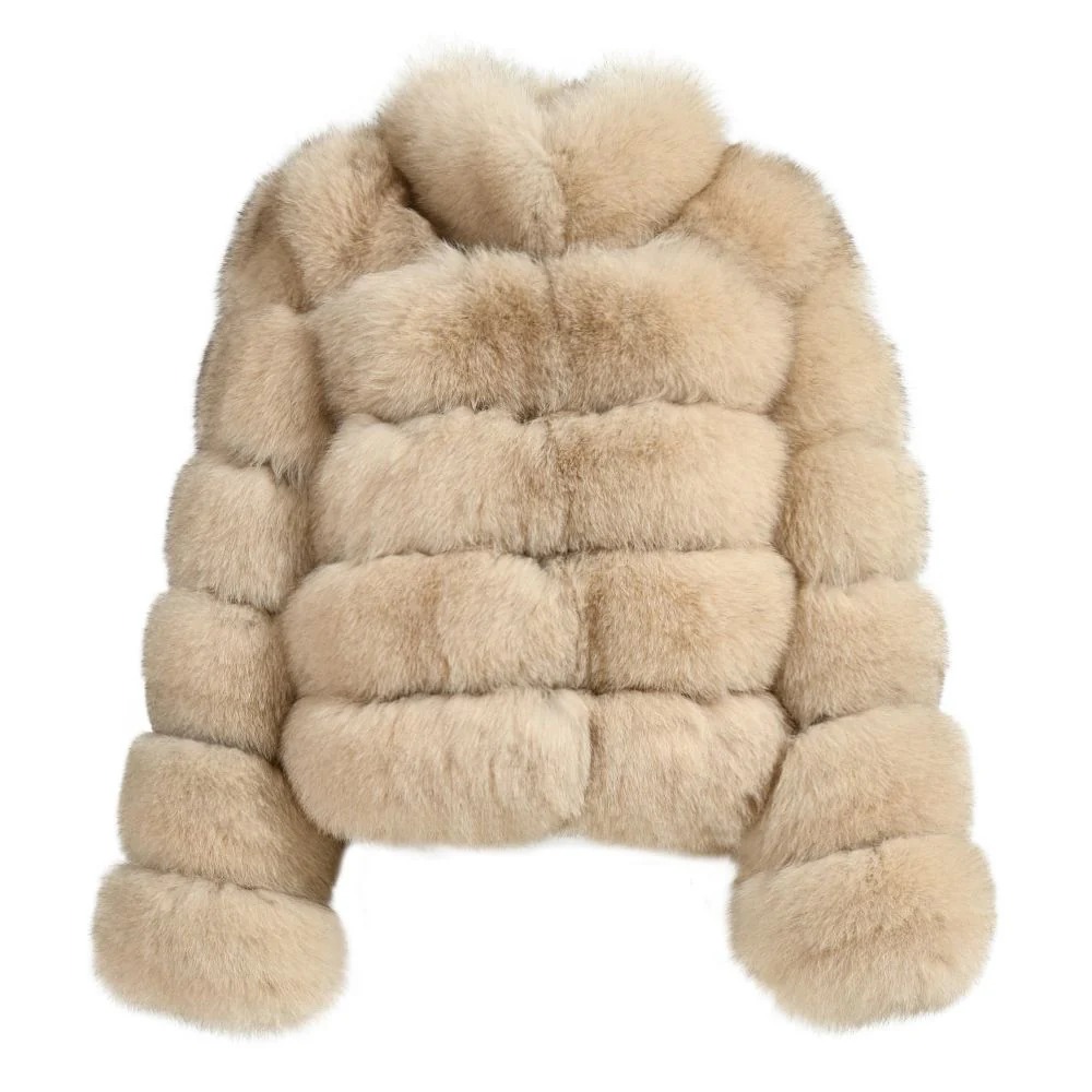 cream fur coat