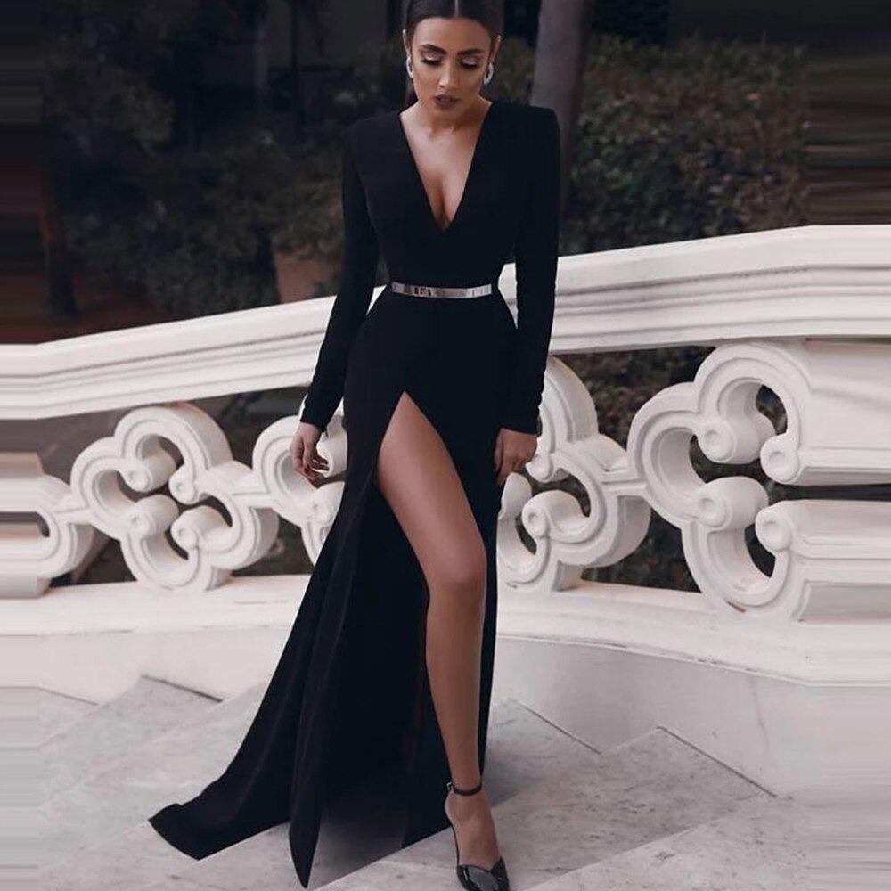 black maxi formal dress