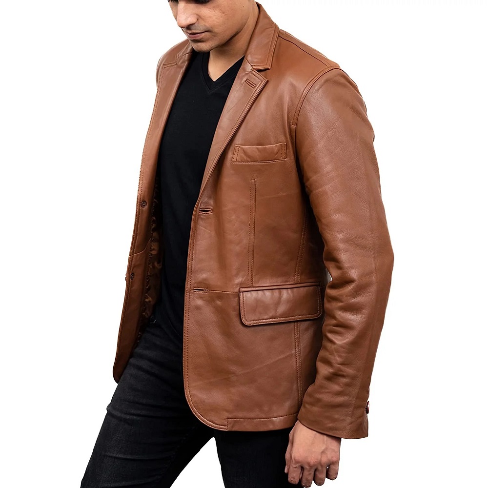 genuine leather blazer