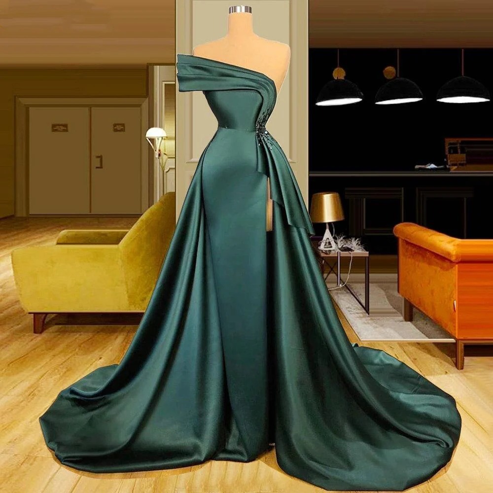 dark green gown
