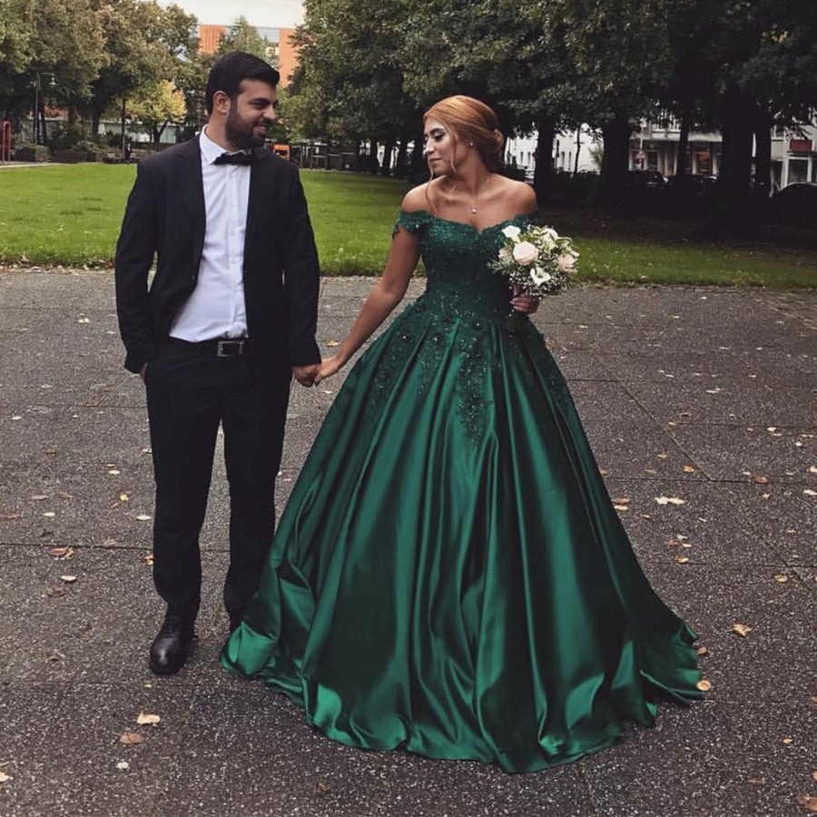dark green gown