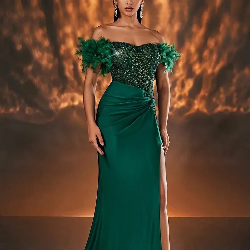 dark green gown