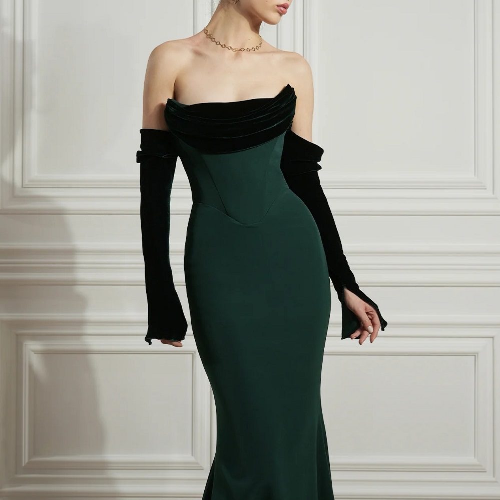 dark green gown