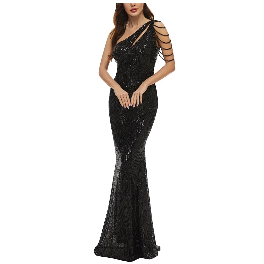 black maxi formal dress