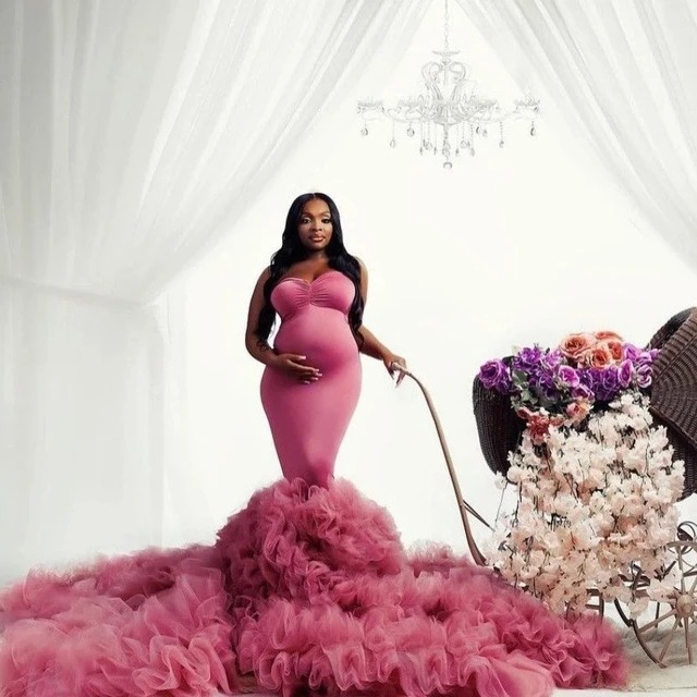 pink maternity gown