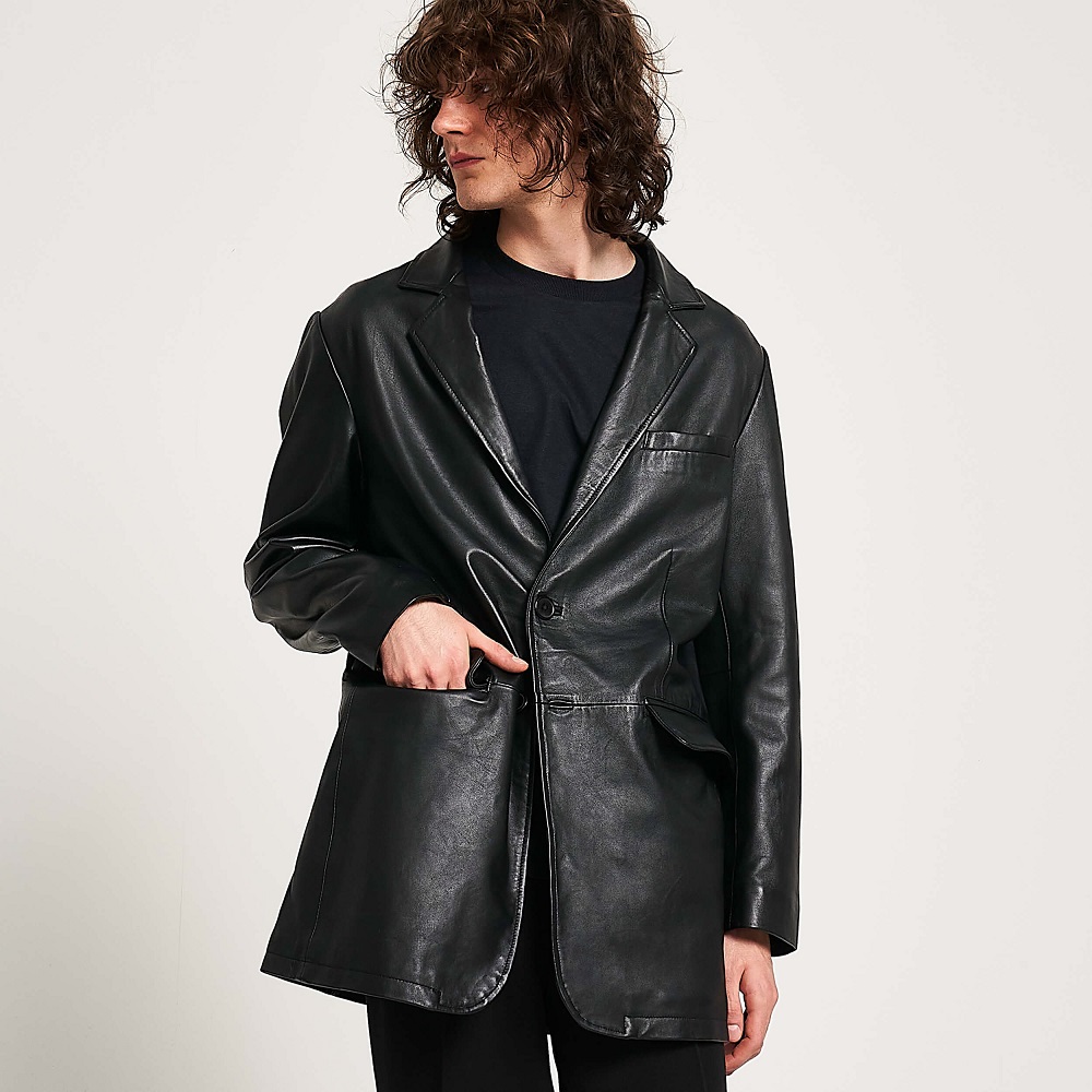 black leather blazer