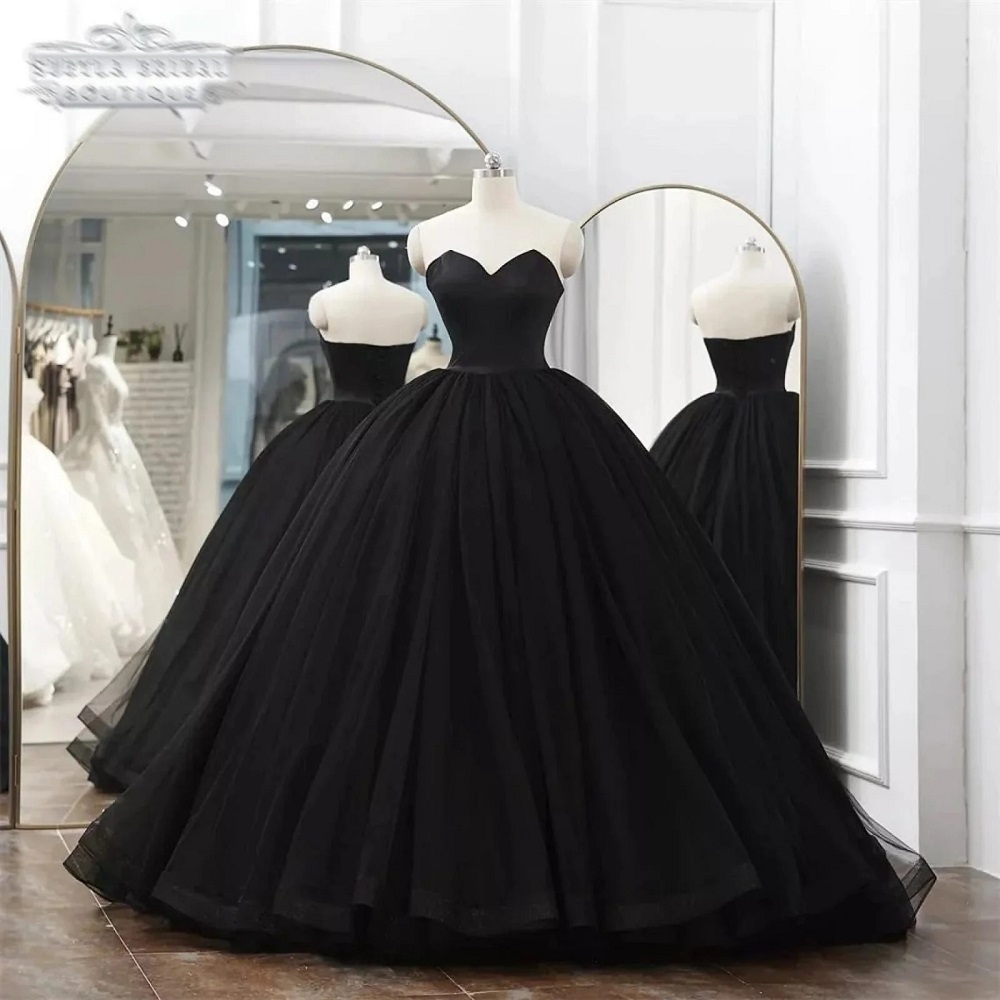 black ball gown wedding dress