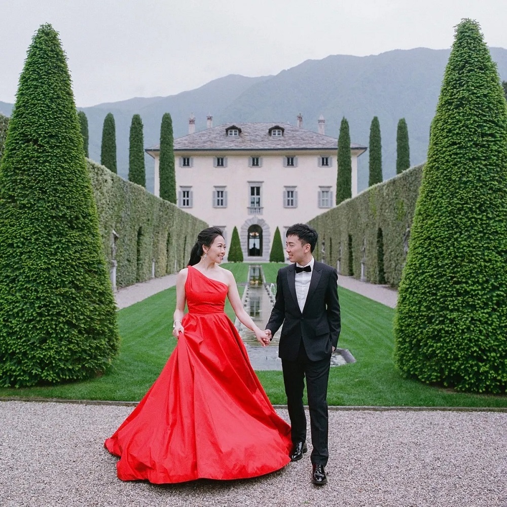 red wedding gown