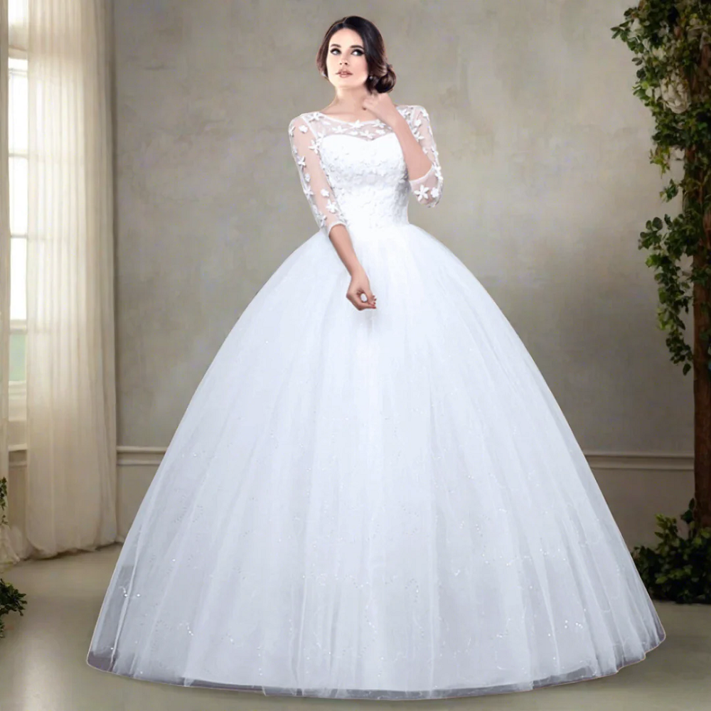 white wedding gown