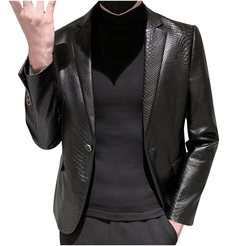 black leather blazer