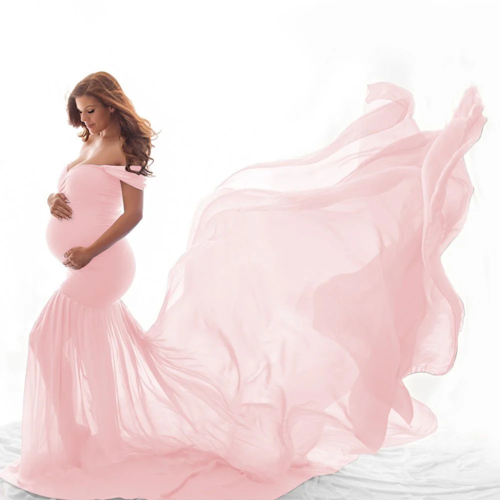 pink maternity gown