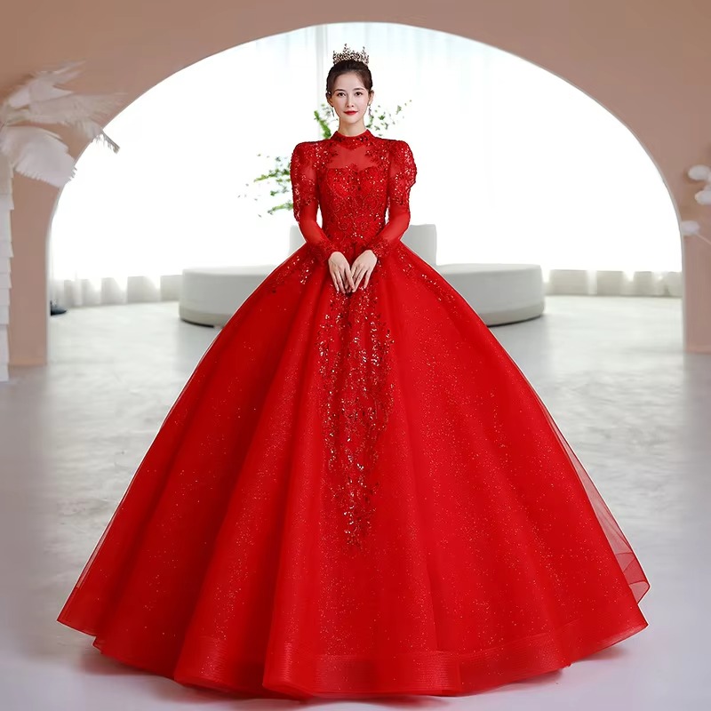 red wedding gown